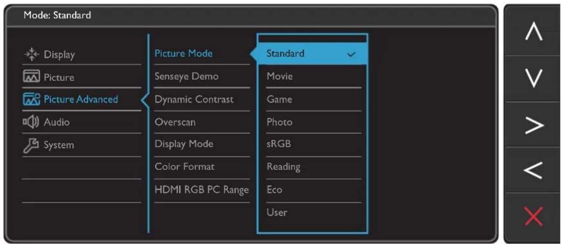 BENQ GW2260E - Picture Advanced menu - 1
