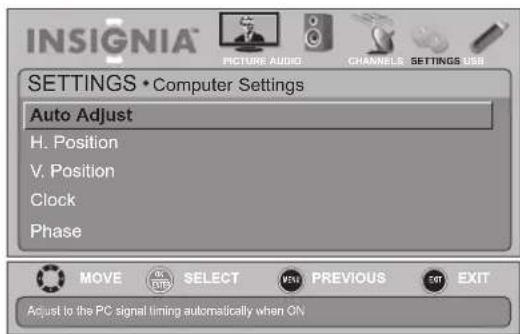 INSIGNIA NS-19E450WA11 - To adjust the computer image: - 3