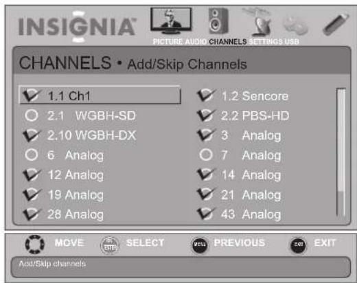 INSIGNIA NS-19E450WA11 - To hide channels: - 3