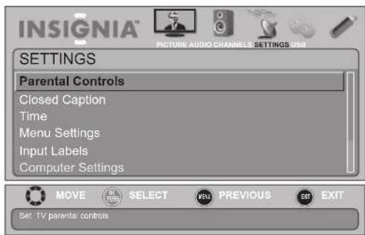 INSIGNIA NS-19E450WA11 - To set parental control levels: - 2