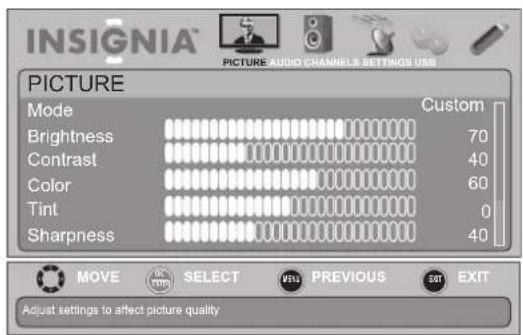 INSIGNIA NS-19E450WA11 - PICTURE menu (TV mode) - 1