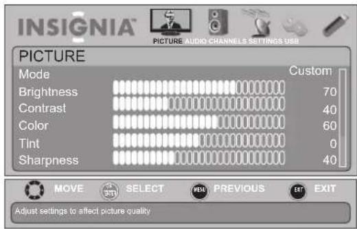 INSIGNIA NS-19E450WA11 - To restore settings to the defaults: - 1