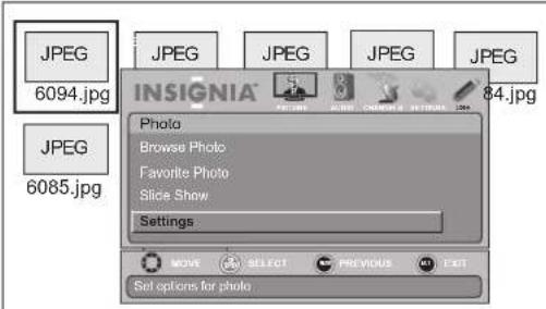 INSIGNIA NS-19E450WA11 - To customize slide show settings: - 3