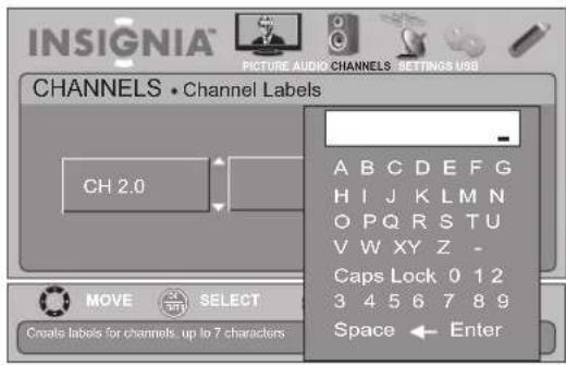 INSIGNIA NS-19E450WA11 - To add or change a channel label: - 4