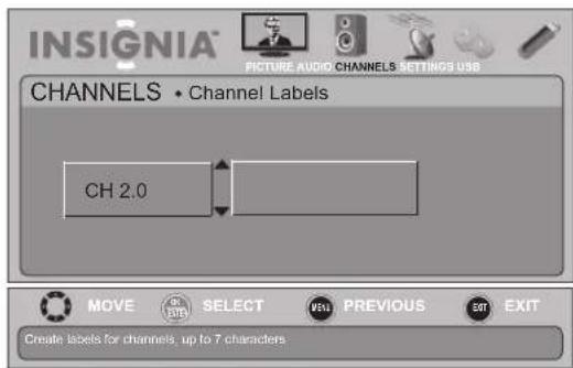 INSIGNIA NS-19E450WA11 - To add or change a channel label: - 3