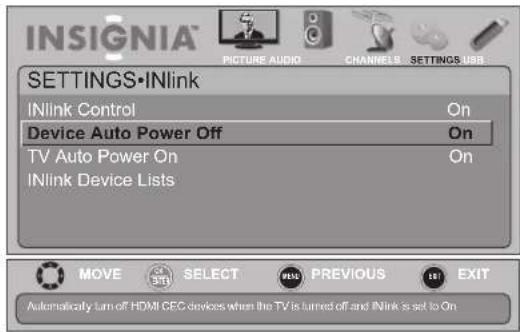 INSIGNIA NS-19E450WA11 - To turn Device Auto Power Off on or off: - 3