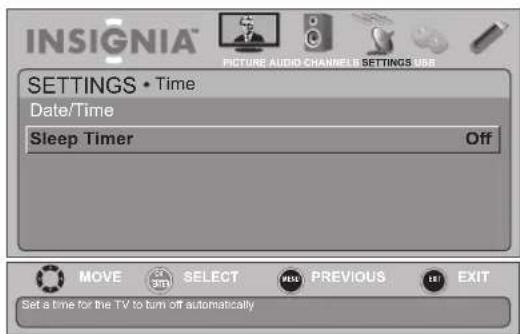INSIGNIA NS-19E450WA11 - To set the sleep timer: - 3