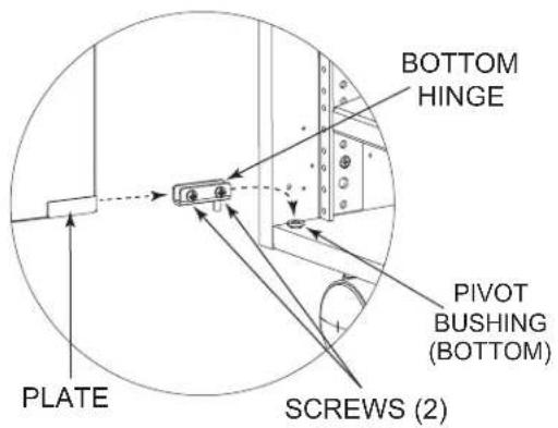 BOTTOM HINGE PIVOT BUSHING (BOTTOM) PLATE SCREWS (2)