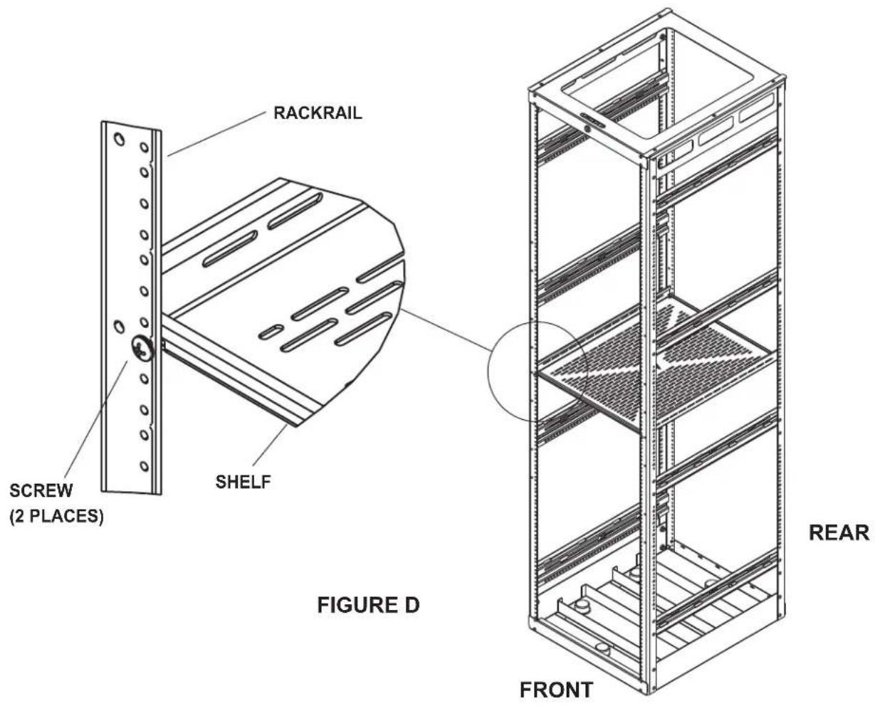 RACKRAIL SCREW (2 PLACES) SHELF FIGURE D REAR FRONT