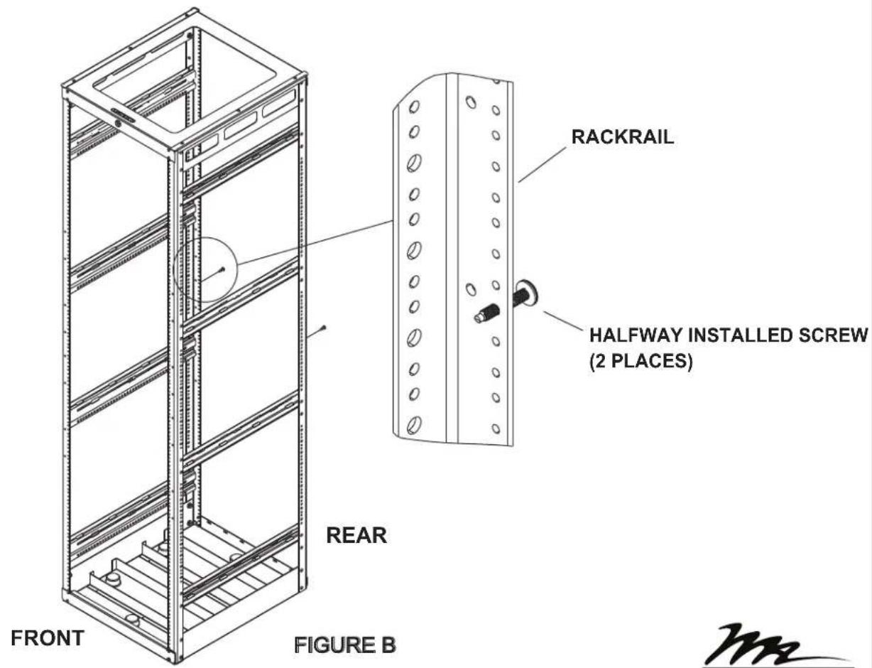 RACKRAIL HALFWAY INSTALLED SCREW (2 PLACES) REAR FRONT FIGURE B