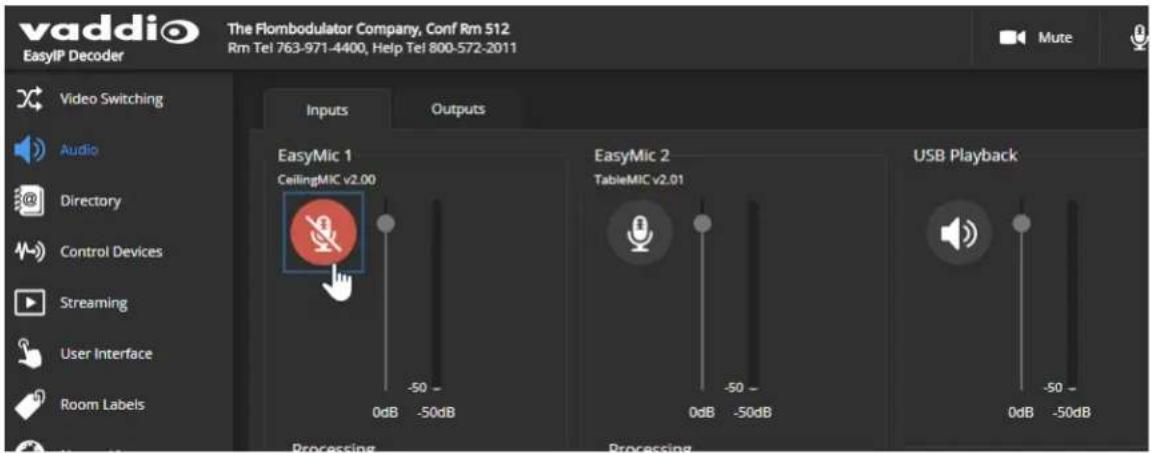 Vaddio EasyIP Ecosystem Base Kit - To mute individual inputs or outputs: - 1