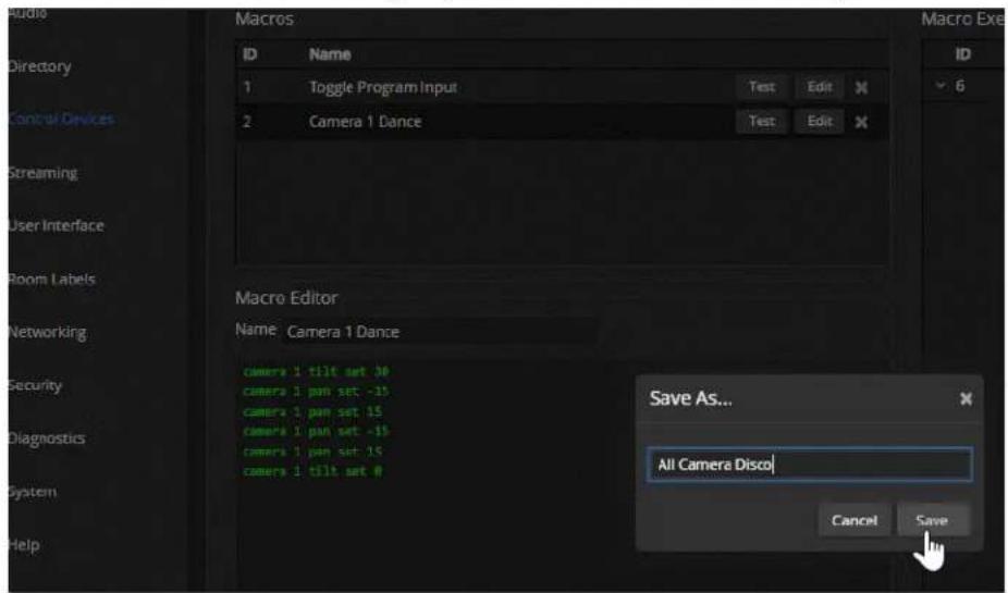 Vaddio EasyIP Ecosystem Base Kit - To create a new macro based on an existing one: - 1