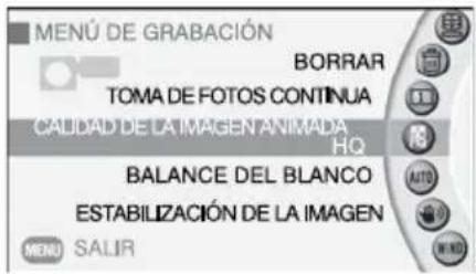 TOSHIBA Gigashot GSC-K80HE - Cambio de los ajustes del Menú de grabación - 2