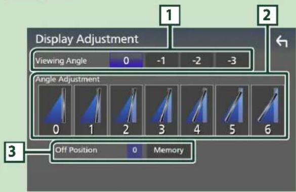 Display Adjustment Viewing Angle 0 -1 -2 -3 Angle Adjustment 0 1 2 3 4 5 6 Off Position 0 Memory