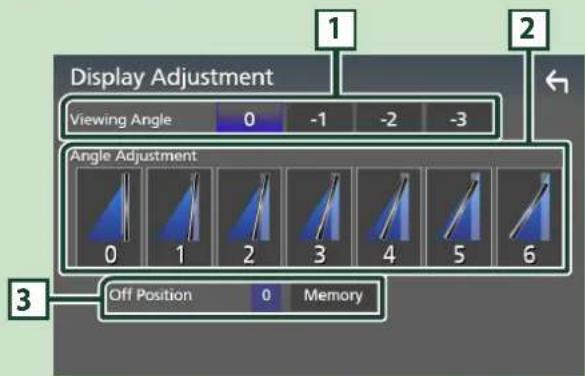 Display Adjustment Viewing Angle 0 -1 -2 -3 Angle Adjustment 0 1 2 3 4 5 6 Off Position 0 Memory