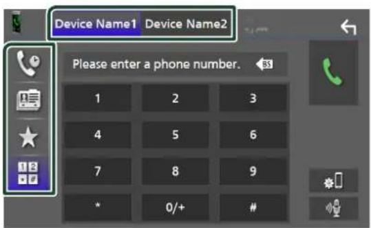Device Name1 Device Name2 Please enter a phone number. 1 2 3 4 5 6 7 8 9 * 0/+ #