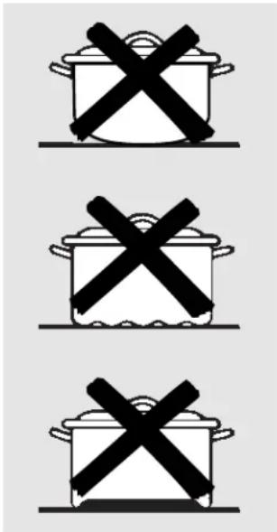 Three identical cooking pots with black X-shaped symbols, likely indicating prohibition or resistance.