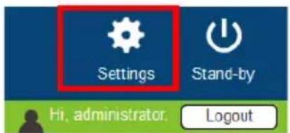 Settings Stand-by Hi, administrator. Logout