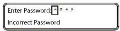 Enter Password: * * * * Incorrect Password