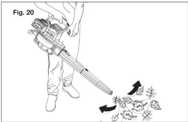 Illustration of a person using a hairdryer to clean leafy plants, with arrows indicating the process (no text or symbols)