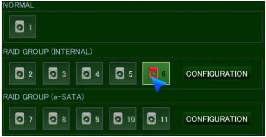 NORMAL 1 RAID GROUP (INTERNAL) 2 3 4 5 6 CONFIGURATION RAID GROUP (e-SATA) 7 8 9 10 11 CONFIGURATION