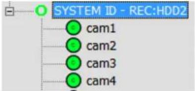 SYSTEM ID - REC: HDD2 cam1 cam2 cam3 cam4