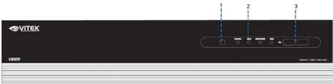 VITEK 1 2 3 POWER RED NETWORK INFO HDMI Network Video Recorder