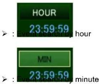 HOUR 23:59:59 Event search by hour MIN 23:59:59 Event search by minute