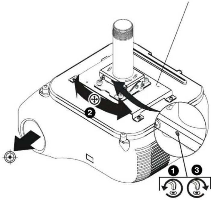Technical diagram of a device with labeled parts and directional arrows indicating motion or assembly steps