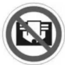 Prohibition sign with a diagonal line crossing over a document icon, indicating no text or symbols beyond the prohibition symbol.