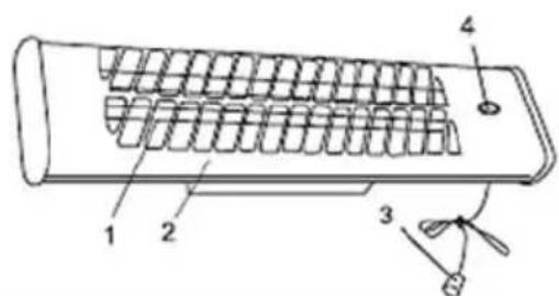 Technical diagram of a device with numbered components, likely a control or rack layout.