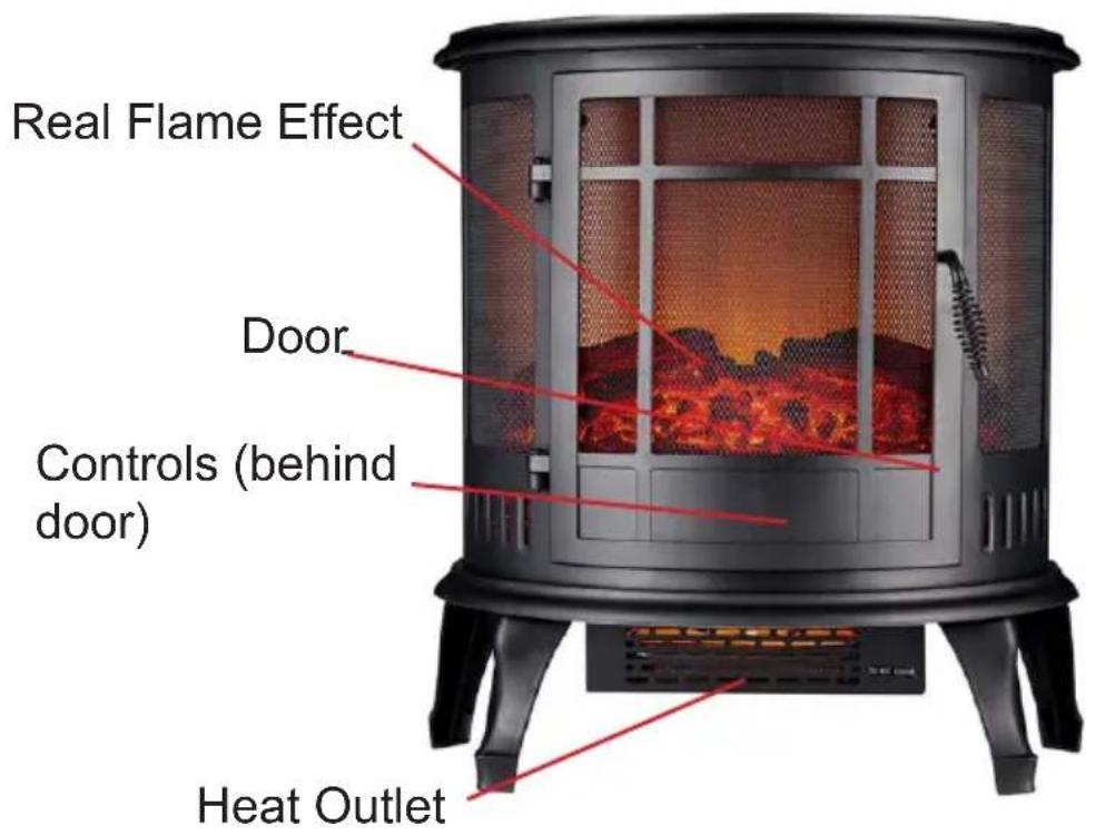 Real Flame Effect Door Controls (behind door) Heat Outlet