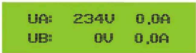 UA: 234V 0.0A UB: 0V 0.0A