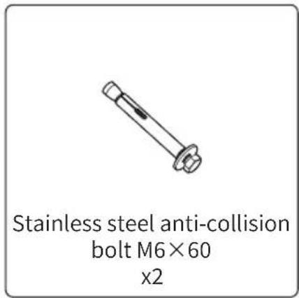 Stainless steel anti-collision bolt M6×60 x2