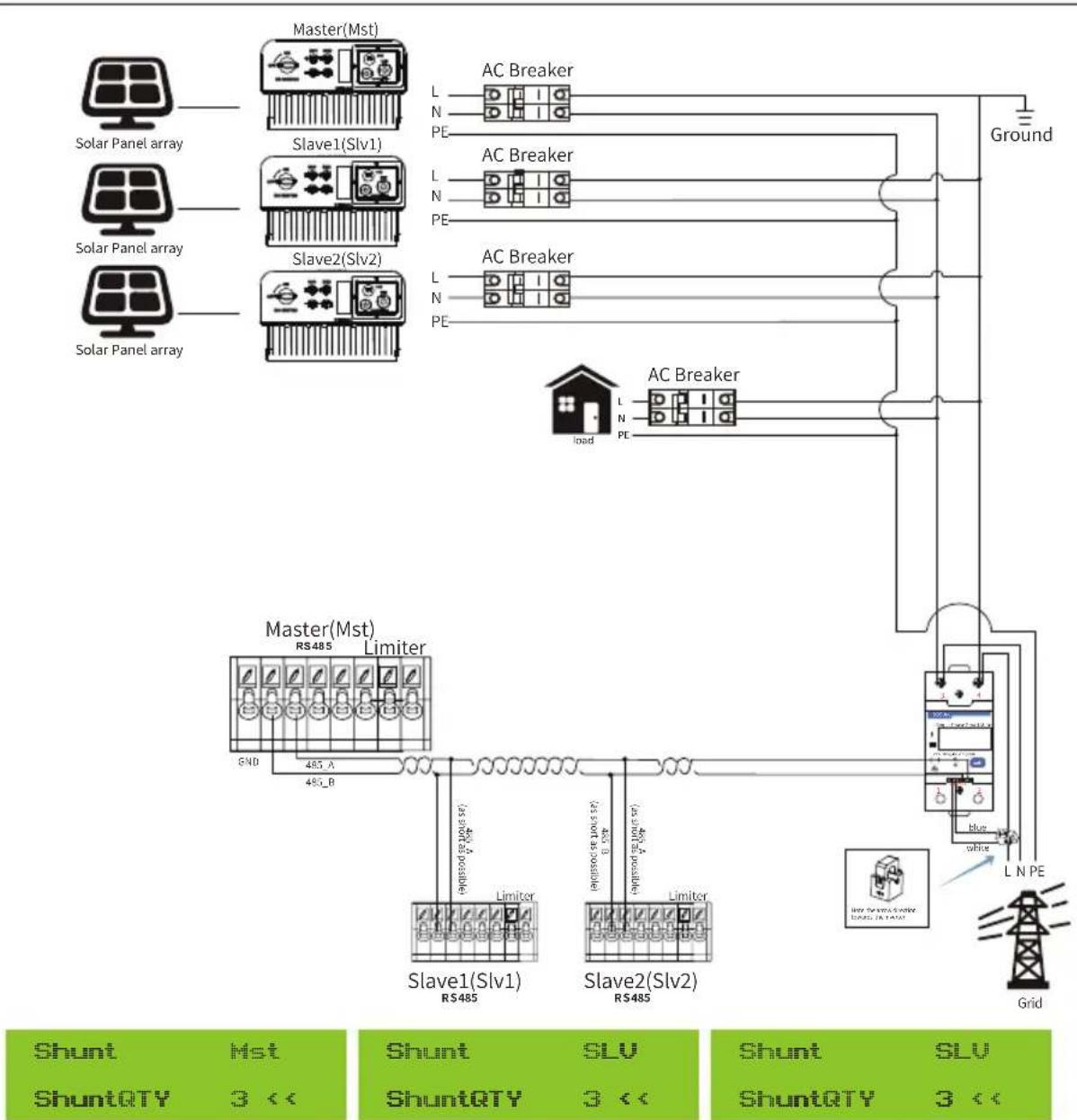 Deye SUN-4K-G04 - System connection diagram for the Eastron meter - 25