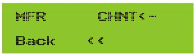 MFR CHNT<- Back <<