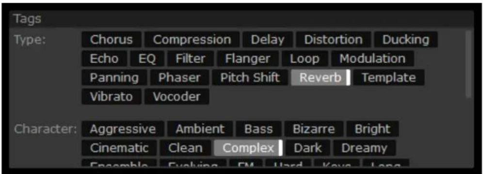 Tags Type: Chorus Compression Delay Distortion Ducking Echo EQ Filter Flanger Loop Modulation Panning Phaser Pitch Shift Reverb Template Vibrato Vocoder Character: Aggressive Ambient Bass Bizarre Bright Cinematic Clean Complex Dark Dreamy Ensemble Evolving FM Hard Keys Long