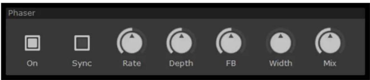 Phaser On Sync Rate Depth FB Width Mix