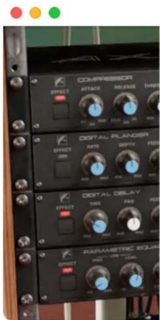 COMPRESSOR EFFECT ATTACK RELEASE THBS OFF 100 MHz 240-500 MHz DIGITAL PLANDER EFFECT RATE DEPTH PES OFF 100 MHz 240-500 MHz DIGITAL DELAY EFFECT TIME PAN FEEF EFFECT 100 MHz 240-500 MHz PARAMETRIC EQUIS EFFECT 100 MHz 240-500 MHz