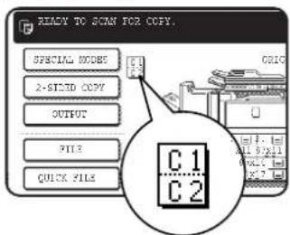 READY TO SCAN FOR COPY. SPECIAL MODES 2-STD COPY OUTPUT PIL3 QUICK FILES C.1 C.2
