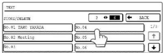 TEXT STORE/DELETE 3 6 BACK No.01 TARC YAXADA No.04 1/5 No.02 Meeting No.05 No.03 No.06