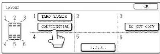 SHARP MX-M550N - Touch the key in which you wish to change the print position or delete print content. - 1