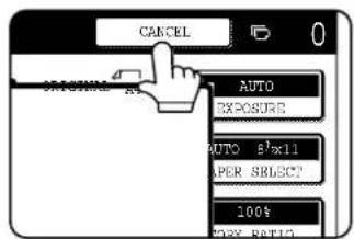 CANCEL AUTO EXPOSURE AUTO 8^x11 APER SUBJECT 100% COPY RATIO