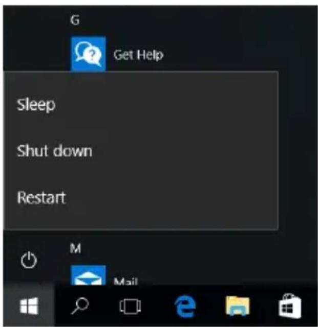 G Get Help Sleep Shut down Restart M Mail