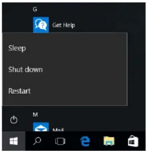 G Get Help Sleep Shut down Restart M Mail