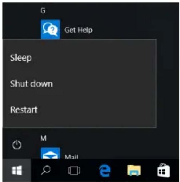 G Get Help Sleep Shut down Restart M Mail
