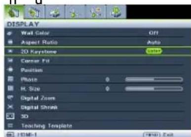 BENQ LX890UST - Correcting 2D keystone - 3