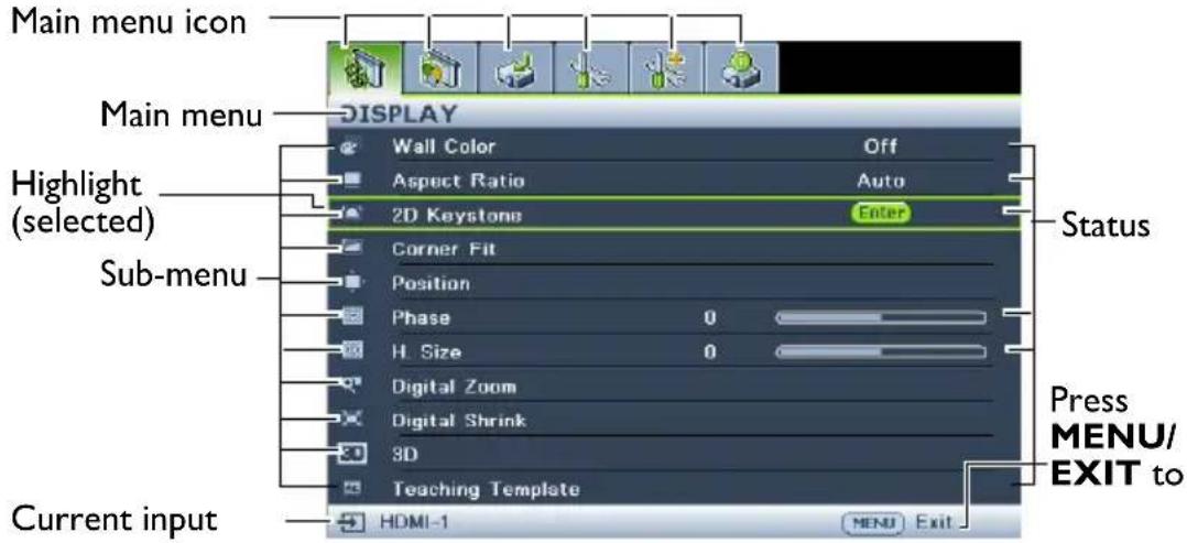 BENQ LX890UST - Using the menus - 1