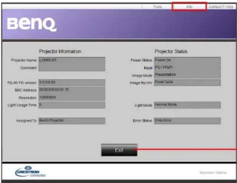 BENQ LX890UST - Controlling the projector remotely through a web browser - 5