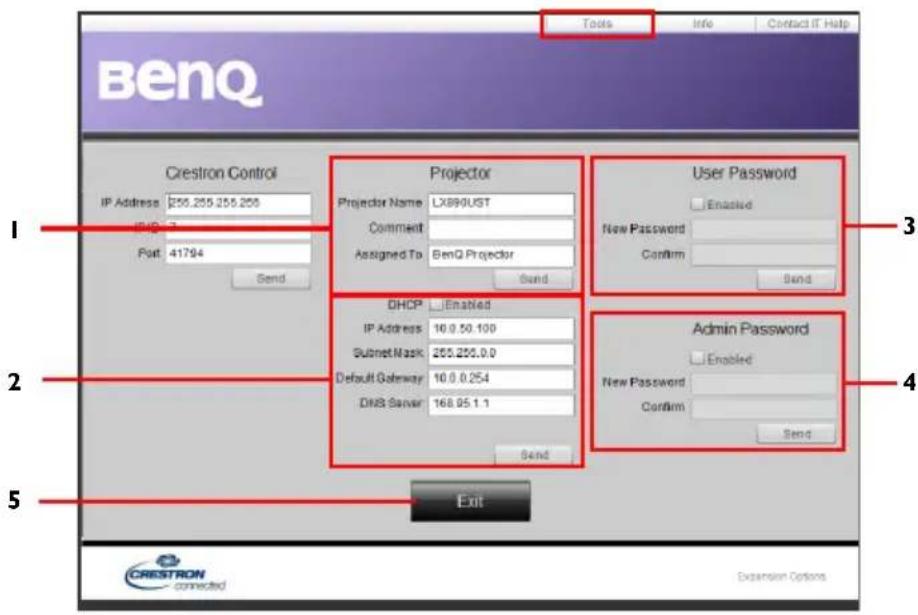 BENQ LX890UST - Controlling the projector remotely through a web browser - 3